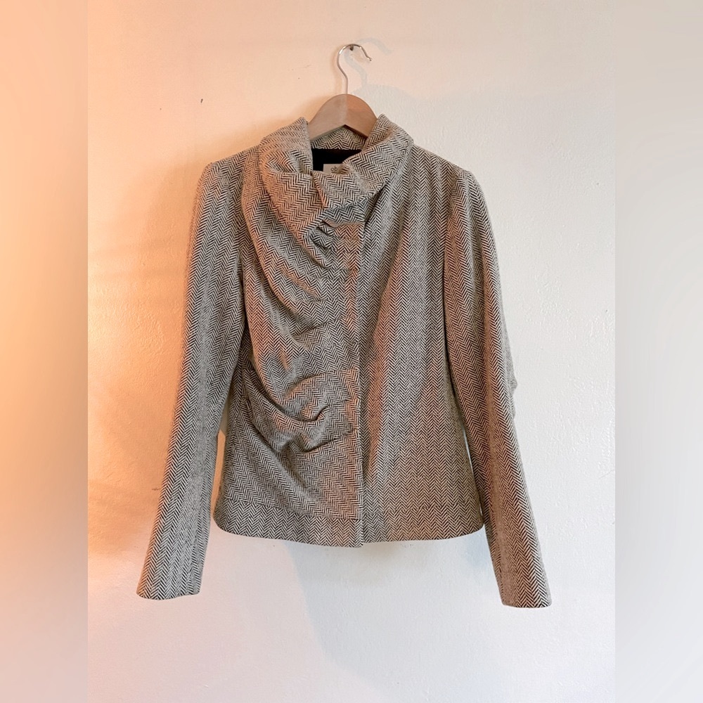 🍁50% Off Rdy 4 Fall Sale OBAKKI Herringbone Wool Jacket w/ High Collar